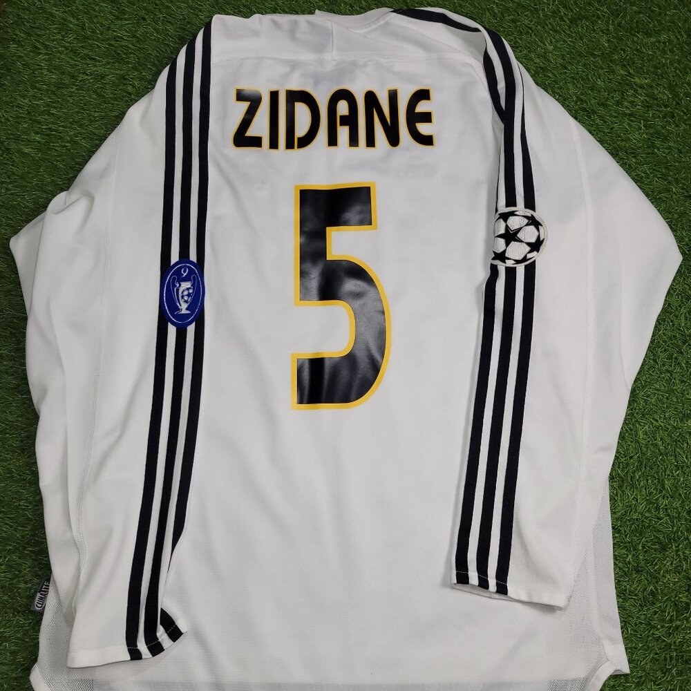 Zidane Real Madrid 2003 2004 UEFA Long Sleeve Soccer Jersey Shirt M SKU# 913869